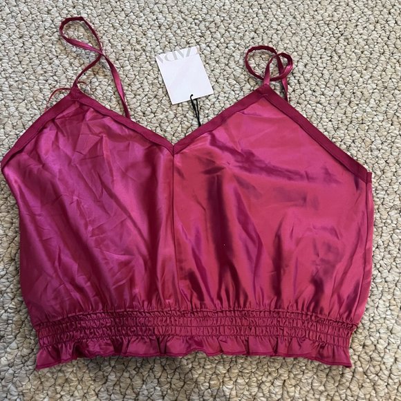 Zara Pink Satin Tank Top - Picture 1 of 3